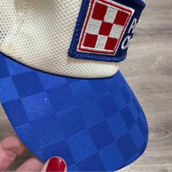 Purina Dog Chow Patch Trucker Hat Checkerboard Red White Blue Vintage Streetwear - Picture 4 of 9